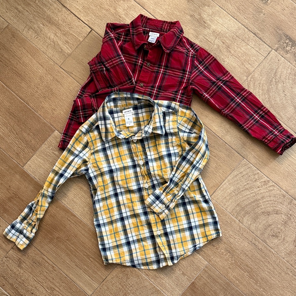 Carter's Red and Yellow Plaid Button Down Shirts